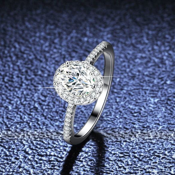 Women's Specialshaped Moissanite Ring S925 Sterling Silver Eggshaped Geometric Design