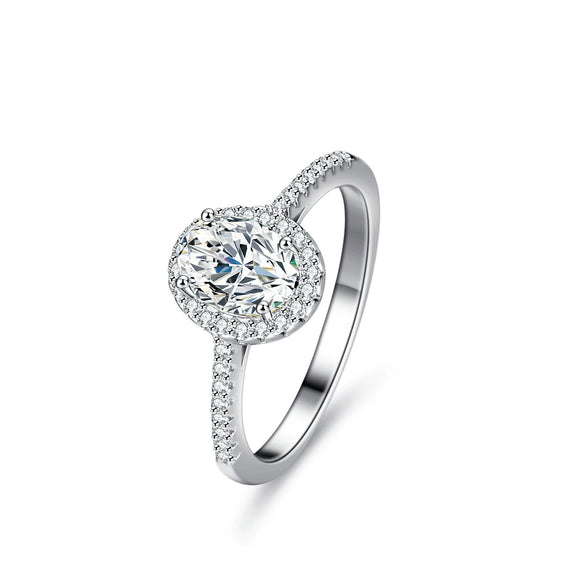 Women's Specialshaped Moissanite Ring S925 Sterling Silver Eggshaped Geometric Design