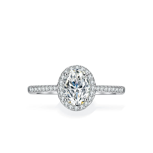 Women's Specialshaped Moissanite Ring S925 Sterling Silver Eggshaped Geometric Design