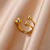 Women's Spherical Stainless Steel Ring With Electroplating Treatment