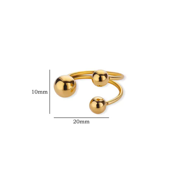 Women's Spherical Stainless Steel Ring With Electroplating Treatment