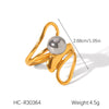 Women's Spherical Stainless Steel Ring With Geometric Lines And Electroplating Design