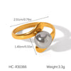Women's Spherical Stainless Steel Ring With Geometric Lines And Electroplating Design