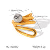 Women's Spherical Stainless Steel Ring With Geometric Lines And Electroplating Design