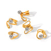 Women's Spherical Stainless Steel Ring With Geometric Lines And Electroplating Design