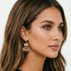 Women's Sports Style Bow Earrings With Heart Accent Alloy Earrings With Steel Posts And Dripping Oil Finish