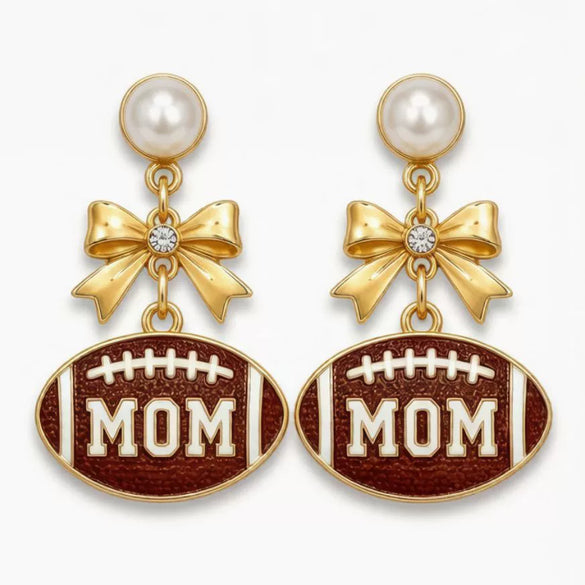Women's Sports Style Bow Earrings With Heart Accent Alloy Earrings With Steel Posts And Dripping Oil Finish