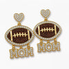 Women's Sports Style Bow Earrings With Heart Accent Alloy Earrings With Steel Posts And Dripping Oil Finish