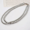 Women's Spring And Summer Handmade Round Imitation Pearl Double Layer Ushape Necklace