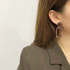 Women's Square Acrylic And S925 Sterling Silver Leopard Earrings With Electroplating