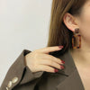 Women's Square Acrylic And S925 Sterling Silver Leopard Earrings With Electroplating