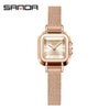 Women's Square Alloy Alloy Case Quartz Watch With Mesh Belt And Roman Pattern Waterproof Fashion Simple Compact Leisure Style