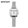 Women's Square Alloy Alloy Case Quartz Watch With Mesh Belt And Roman Pattern Waterproof Fashion Simple Compact Leisure Style