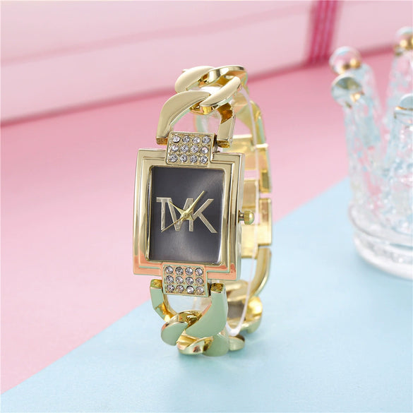 Women's Square Alloy And Stainless Steel Quartz Watch With Casual Style