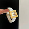 Women's Square Alloy Belt Watch With Imitation Leather Strap And Stainless Steel Buckle In Retro Style