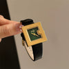Women's Square Alloy Belt Watch With Imitation Leather Strap And Stainless Steel Buckle In Retro Style