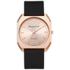Women's Square Alloy Case And Silicone Band Quartz Watch With Spiral Crown And Horseshoe Buckle