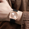 Women's Square Alloy Case And Silicone Band Quartz Watch With Spiral Crown And Horseshoe Buckle