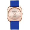 Women's Square Alloy Case And Silicone Band Quartz Watch With Spiral Crown And Horseshoe Buckle