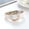 Women's Square Alloy Case Imitation Leather Strap Quartz Watch With Simple Roman Numerals And Spiral Crown