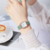 Women's Square Alloy Case Imitation Leather Strap Quartz Watch With Simple Roman Numerals And Spiral Crown