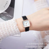 Women's Square Alloy Case Imitation Leather Strap Quartz Watch With Simple Roman Numerals And Spiral Crown