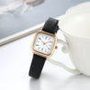 Women's Square Alloy Case Imitation Leather Strap Quartz Watch With Simple Roman Numerals And Spiral Crown