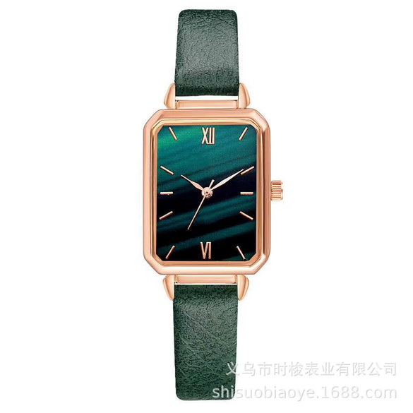 Women's Square Alloy Case Imitation Leather Strap Quartz Watch