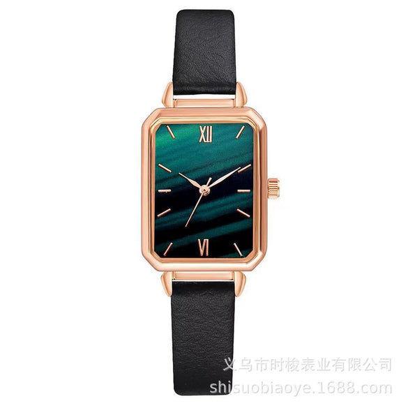Women's Square Alloy Case Imitation Leather Strap Quartz Watch