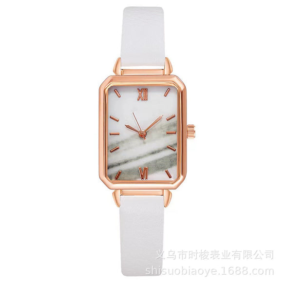 Women's Square Alloy Case Imitation Leather Strap Quartz Watch