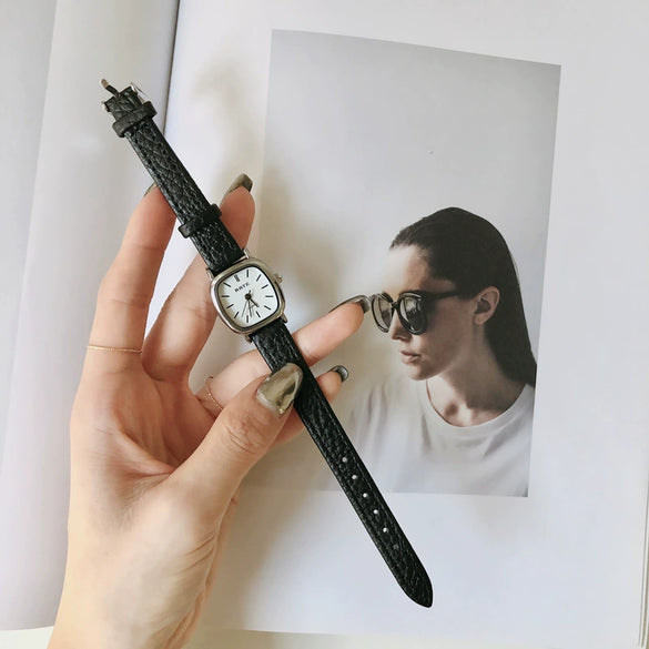 Women's Square Alloy Case Imitation Leather Strap Simple Retro Leisure Watch