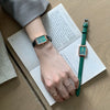 Women's Square Alloy Case Small Dial Leisure Style Green Watch