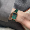 Women's Square Alloy Case Small Dial Leisure Style Green Watch