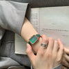 Women's Square Alloy Case Small Dial Leisure Style Green Watch