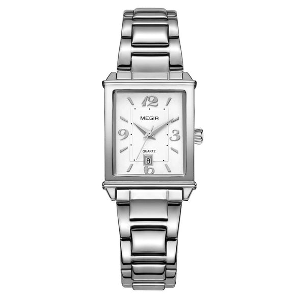 Women's Square Alloy Case Stainless Steel Band Retro Fashion Quartz Watch With Imported Movement And Calendar