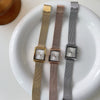 Women's Square Alloy Case Steel Strip Leisure Quartz Watch With Ordinary Glass Mirror