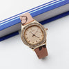 Women's Square Alloy Pu Leather Quartz Watch With Spiral Crown And Pin Buckle