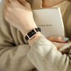 Women's Square Alloy Pu Rose Gold Watch Retro Simple Light Luxury Niche New Style Printed Logo Waterproof Mineral Strengthened Mirror Pin Buckle Spiral Crown
