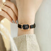 Women's Square Alloy Pu Rose Gold Watch Retro Simple Light Luxury Niche New Style Printed Logo Waterproof Mineral Strengthened Mirror Pin Buckle Spiral Crown