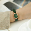 Women's Square Alloy Pu Rose Gold Watch Retro Simple Light Luxury Niche New Style Printed Logo Waterproof Mineral Strengthened Mirror Pin Buckle Spiral Crown