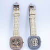 Women's Square Alloy Quartz Watch With Rhinestones And Pu Strap
