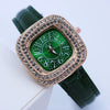 Women's Square Alloy Quartz Watch With Rhinestones And Pu Strap