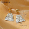 Women's Square And Triangular Pleated Textured Titanium Steel And Stainless Steel 18K Gold Electroplated Earrings Simple Geometric Style