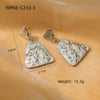 Women's Square And Triangular Pleated Textured Titanium Steel And Stainless Steel 18K Gold Electroplated Earrings Simple Geometric Style
