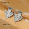 Women's Square And Triangular Pleated Textured Titanium Steel And Stainless Steel 18K Gold Electroplated Earrings Simple Geometric Style