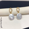 Women's Square Baroque Natural Freshwater Pearl Earrings With Alloy Inlaid Artificial And Semiprecious Stones In Alien Shape