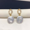 Women's Square Baroque Natural Freshwater Pearl Earrings With Alloy Inlaid Artificial And Semiprecious Stones In Alien Shape