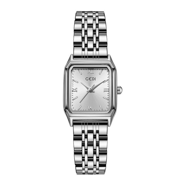 Women's Square Casual Quartz Watch With Alloy Case And Steel Band Mineral Strengthened Glass Mirror