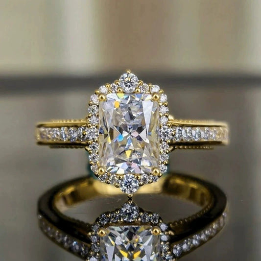 Women's Square Diamond Engagement Jewelry Copper Ring With Animal Zodiac Pattern And Zircon Design