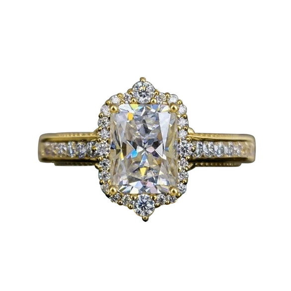 Women's Square Diamond Engagement Jewelry Copper Ring With Animal Zodiac Pattern And Zircon Design